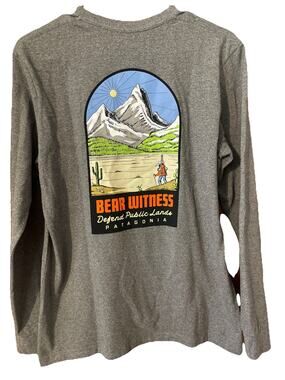 Patagonia Responsibili-Tee Shirt Mens S Gray Bear Witness Defend Public Lands